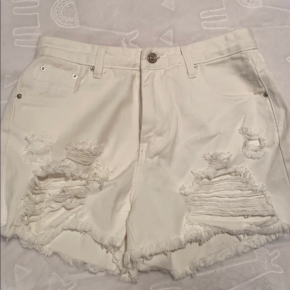 Boyfriend style white Jean shorts